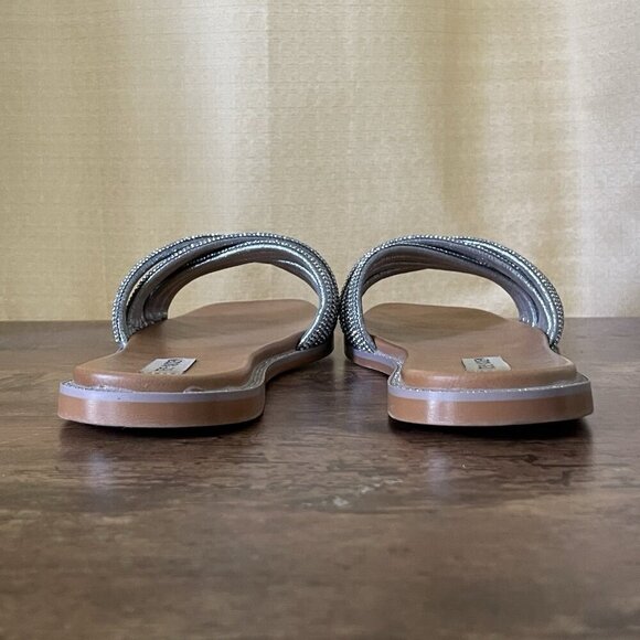 Steve Madden Womens Vanilly Sandal Sz 10 Silver Crystal Slip On Slide Bling Glam - Picture 8 of 13